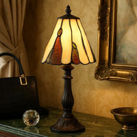 Eli 14 Inch Accent Lamp, Scalloped Stained Tiffany Style Shade, Dark Bronze - BM295954