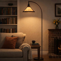 Cyan 65 Inch Adjustable Metal Arc Floor Lamp, White Mica Shade, Dark Bronze - BM295964