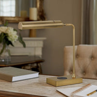 Dyna 18 Inch Integrated LED Desk Lamp, Wireless USB Port, Antique Brass - BM295989