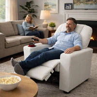 Nik Youth Recliner Chair, Cup Holder, Padded Seat and Back, White - BM296012