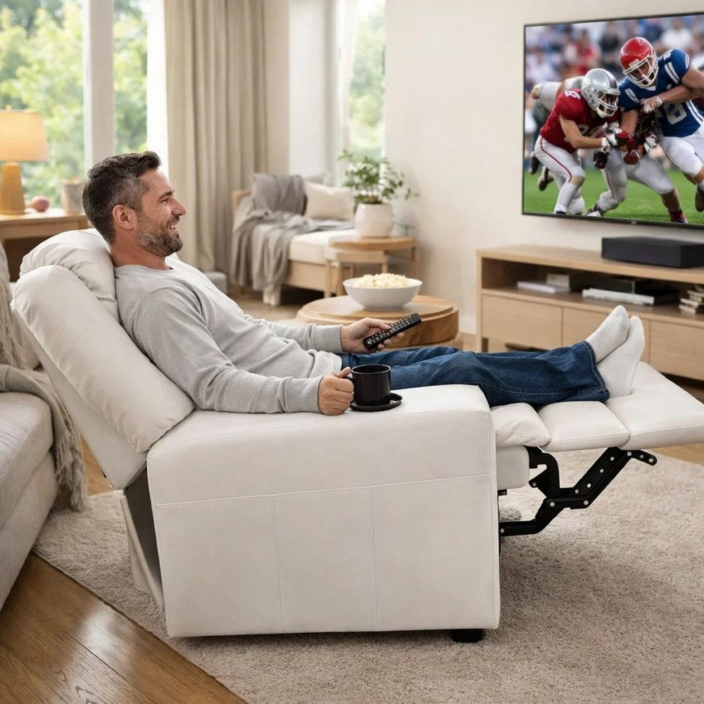 Nik Youth Recliner Chair, Cup Holder, Padded Seat and Back, White - BM296012