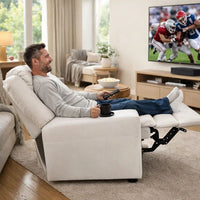 Nik Youth Recliner Chair, Cup Holder, Padded Seat and Back, White - BM296012