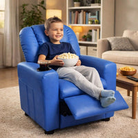 Nik Youth Recliner Chair, Cup Holder, Padded Seat and Back, Blue - BM296015