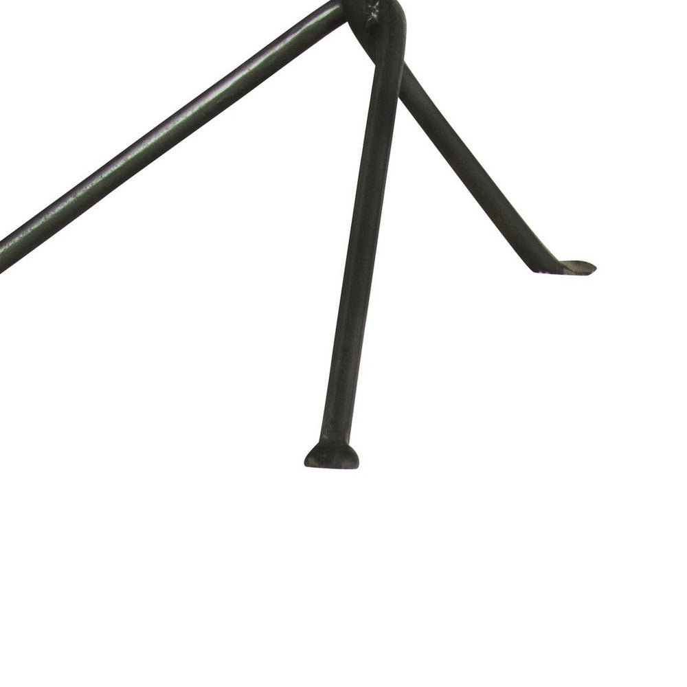 20 Inch Modern Square Accent Table, Gray Metal Tripod Base, Dark Brown Wood  - BM296071