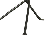 20 Inch Modern Square Accent Table, Gray Metal Tripod Base, Dark Brown Wood  - BM296071