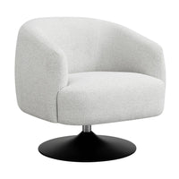 32 Inch Barrel Foam Accent Chair, Swivel Pedestal Base, Beige Boucle Fabric - BM296075