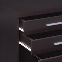 26 Inch 3 Drawer Mobile File Cabinet, Smooth Caster Wheels, Dark Cappuccino  - BM296100