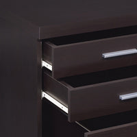 26 Inch 3 Drawer Mobile File Cabinet, Smooth Caster Wheels, Dark Cappuccino  - BM296100