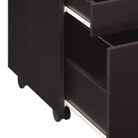 26 Inch 3 Drawer Mobile File Cabinet, Smooth Caster Wheels, Dark Cappuccino  - BM296100