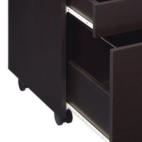 26 Inch 3 Drawer Mobile File Cabinet, Smooth Caster Wheels, Dark Cappuccino  - BM296100
