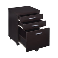 26 Inch 3 Drawer Mobile File Cabinet, Smooth Caster Wheels, Dark Cappuccino  - BM296100