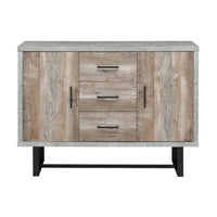 47 Inch 3 Drawer Sideboard Console Cabinet, Sled Legs, Gray Faux Concrete - BM296126