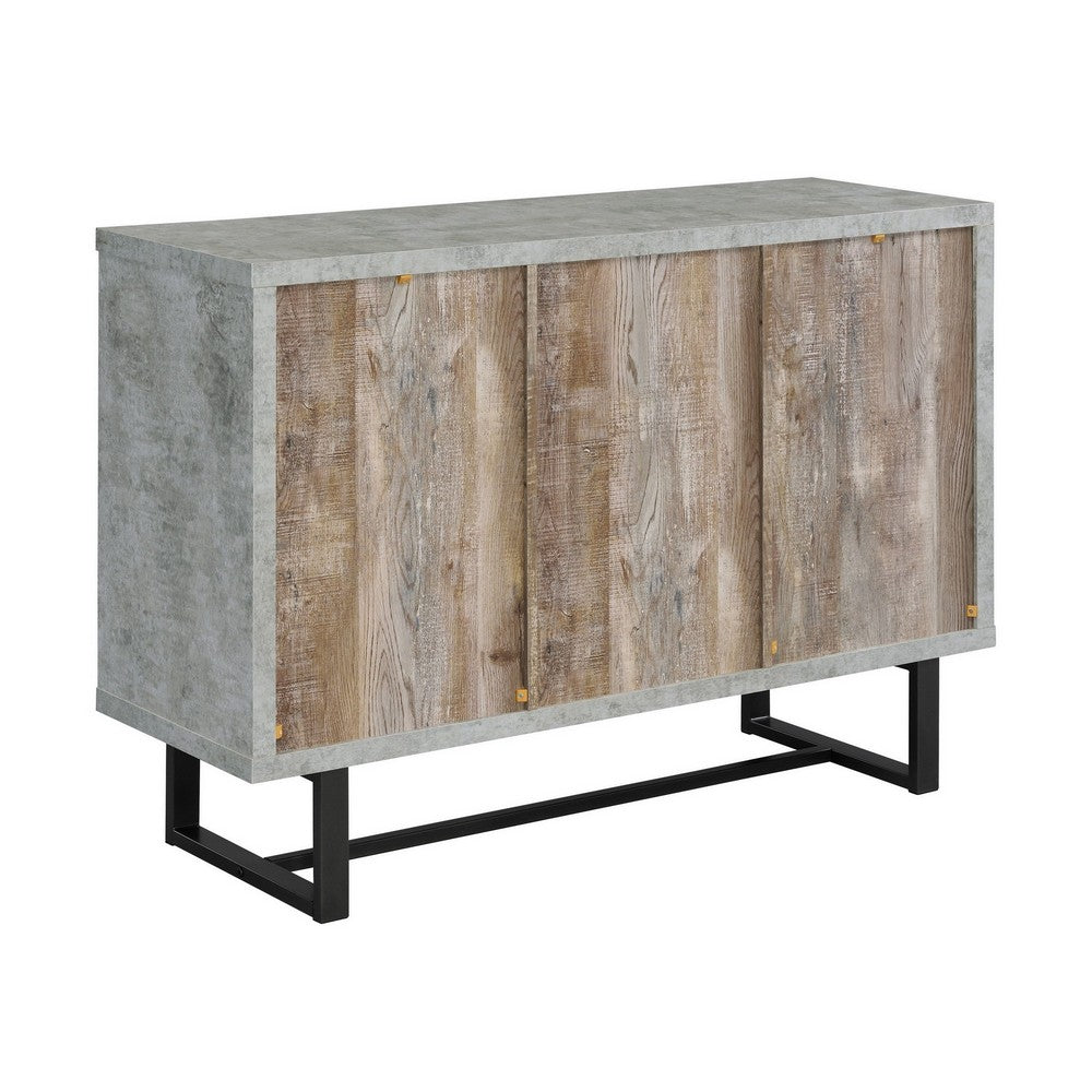 47 Inch 3 Drawer Sideboard Console Cabinet, Sled Legs, Gray Faux Concrete - BM296126