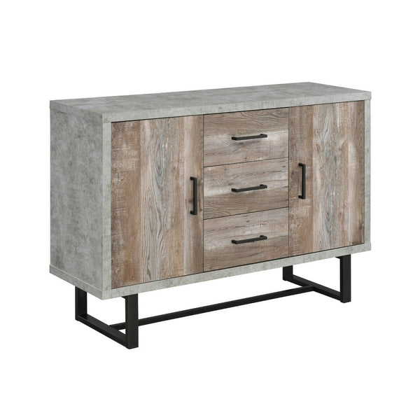 47 Inch 3 Drawer Sideboard Console Cabinet, Sled Legs, Gray Faux Concrete - BM296126