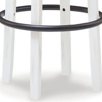 Zane 30 Inch Backless Swivel Barstool, Round White Seat, White Wood Frame - BM296553