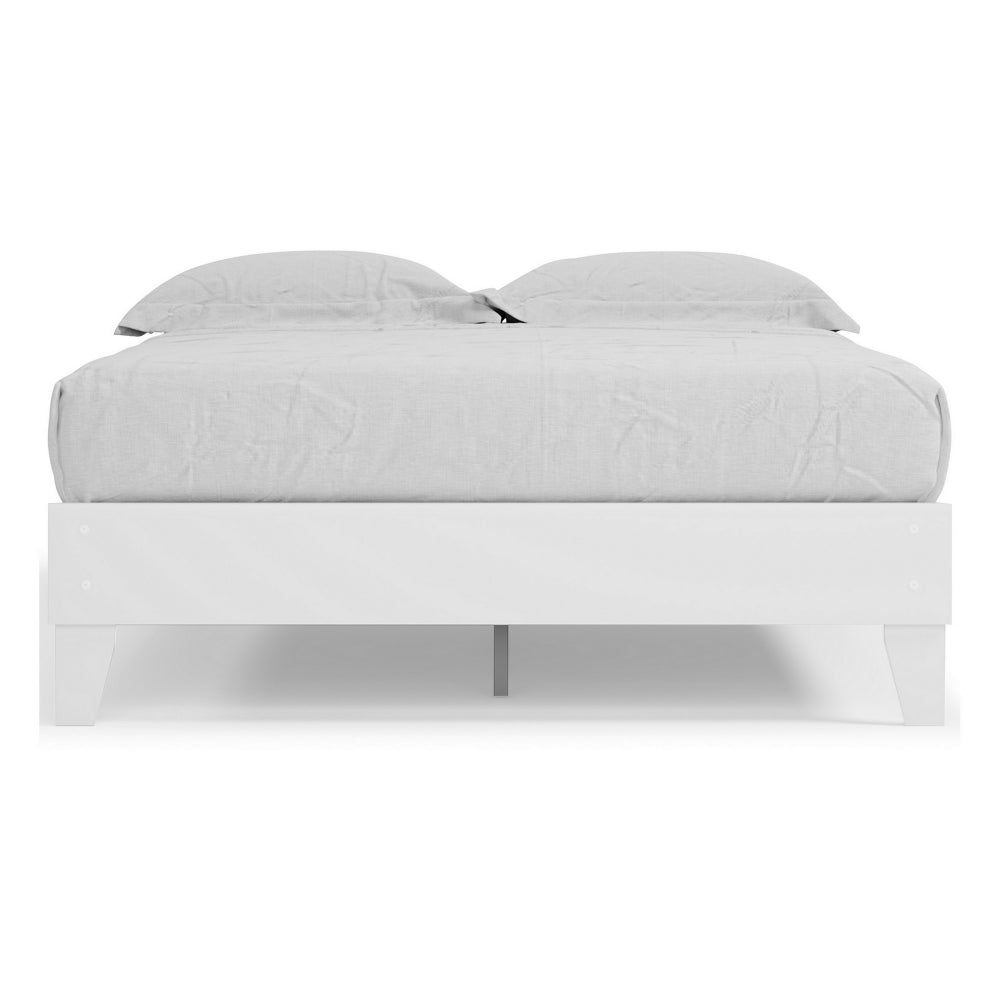 Lass Queen Size Bed, Platform Style, Modern Low Profile Frame, Clean White - BM296567