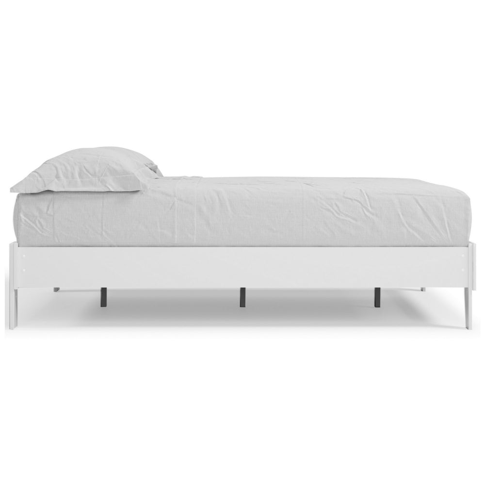 Lass Queen Size Bed, Platform Style, Modern Low Profile Frame, Clean White - BM296567