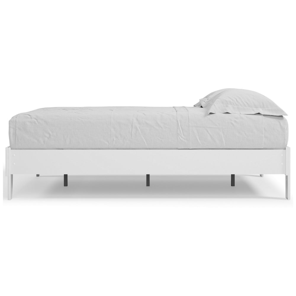 Lass Queen Size Bed, Platform Style, Modern Low Profile Frame, Clean White - BM296567