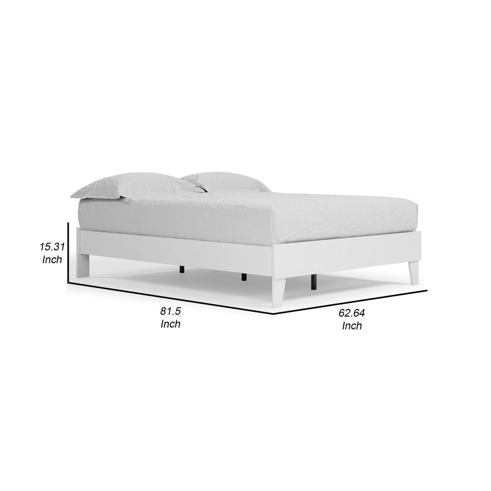 Lass Queen Size Bed, Platform Style, Modern Low Profile Frame, Clean White - BM296567