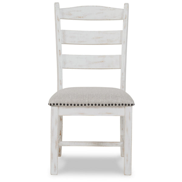 Zane 20 Inch Dining Chair, Set of 2, Beige Polyester Seat, Antique White - BM296601