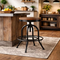 Zane 24 Inch Adjustable Swivel Counter Stool, Set of 2, Black Metal Base - BM296620