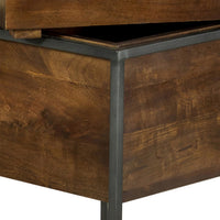 22 Inch Modern Square Accent Table, Removable Tray Top with Storage, Brown  - BM296658