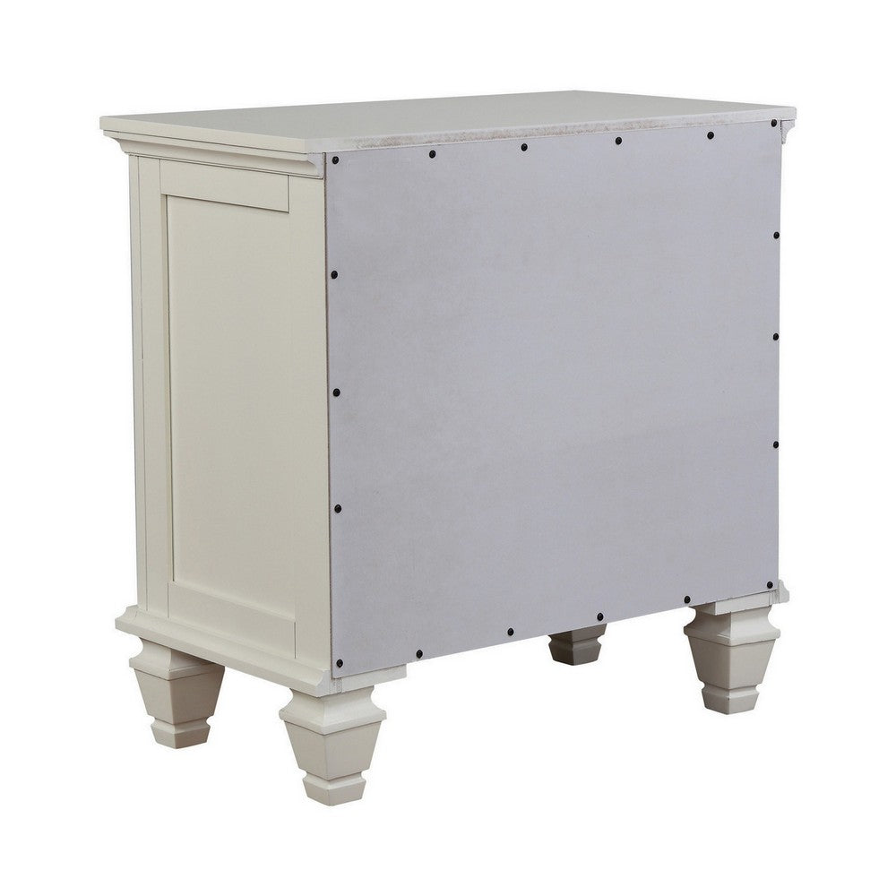 Lila 30 Inch Nightstand with Slide Out Tray, Felt Lined Top Drawer, White  - BM296705