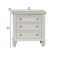 Lila 30 Inch Nightstand with Slide Out Tray, Felt Lined Top Drawer, White  - BM296705