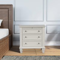 Lila 30 Inch Nightstand with Slide Out Tray, Felt Lined Top Drawer, White  - BM296705