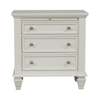 Lila 30 Inch Nightstand with Slide Out Tray, Felt Lined Top Drawer, White  - BM296705