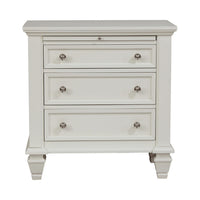 Lila 30 Inch Nightstand with Slide Out Tray, Felt Lined Top Drawer, White  - BM296705