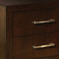 Bela 26 Inch 2 Drawer Nightstand, Felt Lined, Silver Handles, Dark Brown  - BM296750