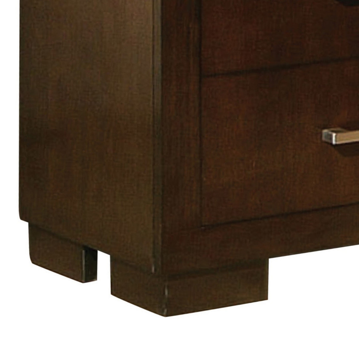 Bela 26 Inch 2 Drawer Nightstand, Felt Lined, Silver Handles, Dark Brown  - BM296750