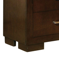 Bela 26 Inch 2 Drawer Nightstand, Felt Lined, Silver Handles, Dark Brown  - BM296750