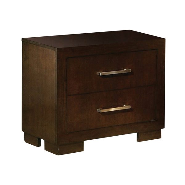 Bela 26 Inch 2 Drawer Nightstand, Felt Lined, Silver Handles, Dark Brown  - BM296750