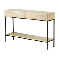 46 Inch 2 Drawer Console Table with Open Shelf, Sleek Straight Legs, Black - BM296793