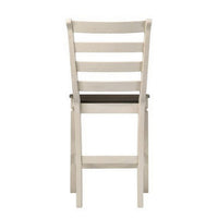 24 Inch Counter Height Stool, Smooth Tan Cushion, Antique White Wood Frame - BM296806