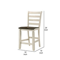 24 Inch Counter Height Stool, Smooth Tan Cushion, Antique White Wood Frame - BM296806