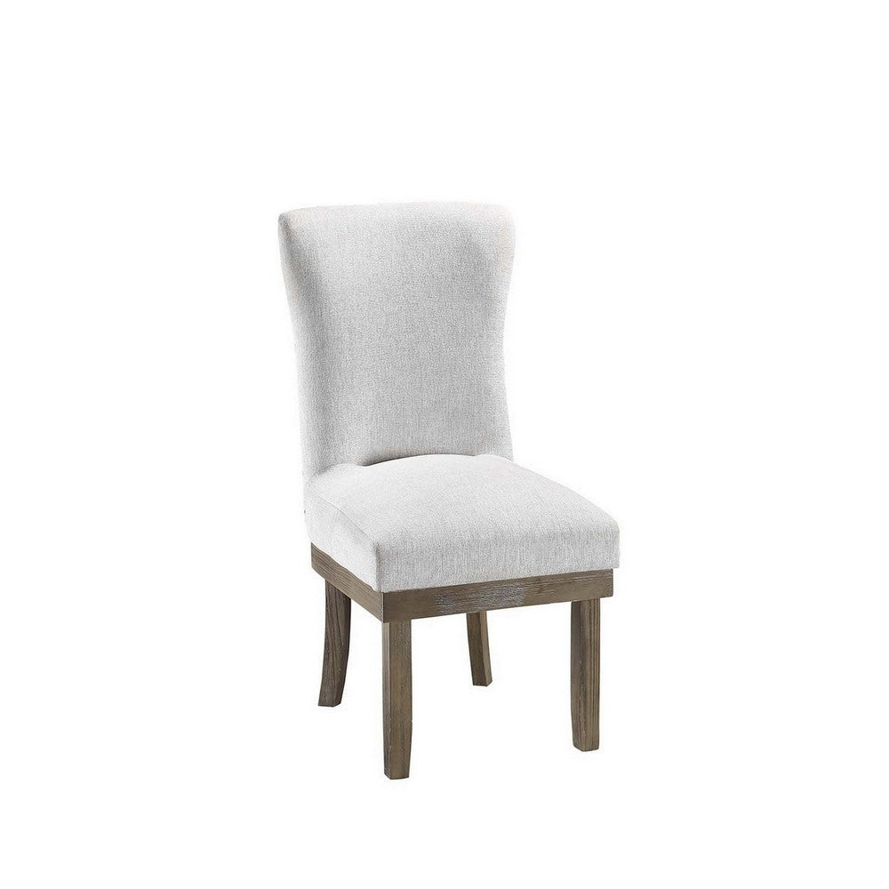 20 Inch Wood Wingback Side Dining Chair, Set of 2, Soft Gray Polyester - BM296811