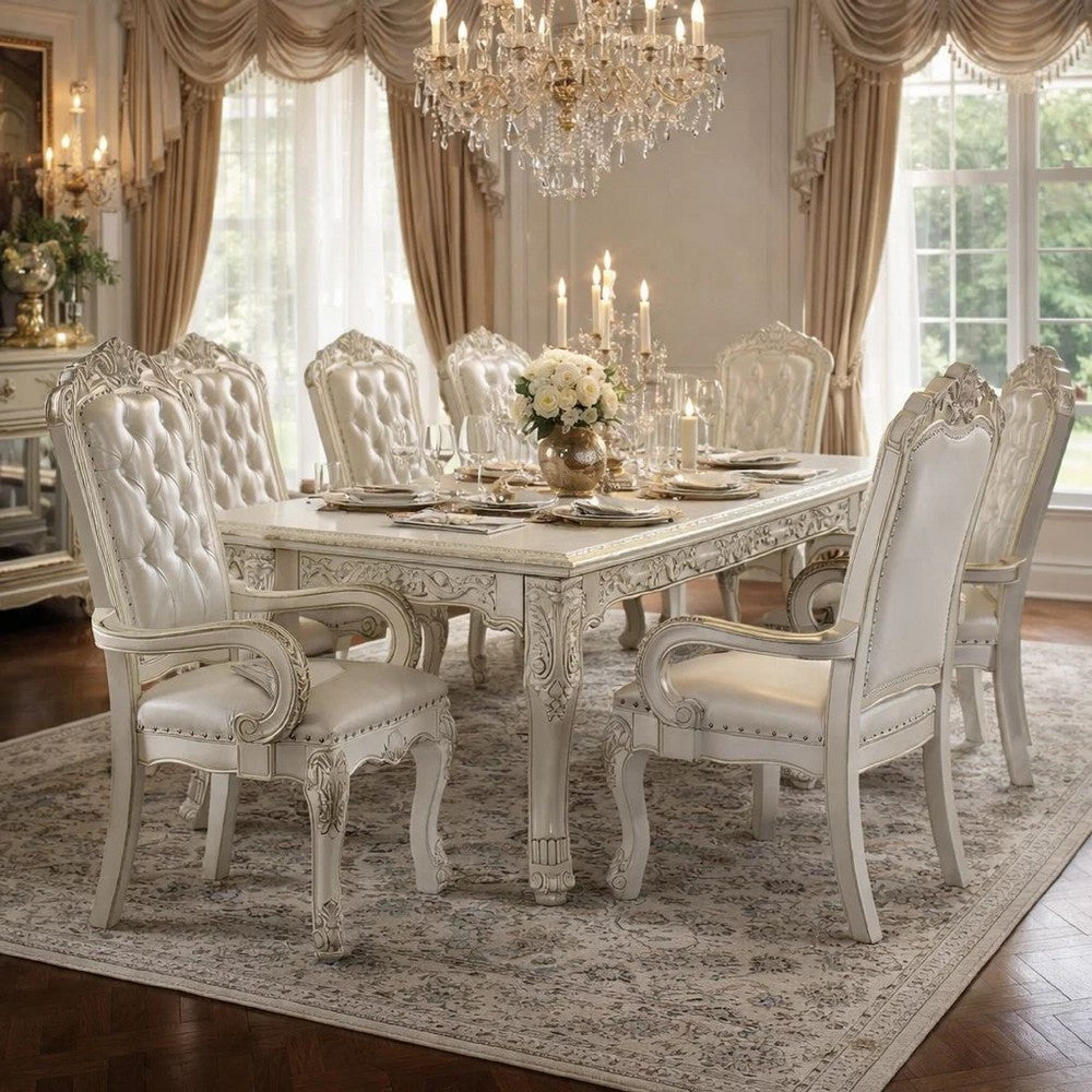 Aurora 27 Inch Executive Office Chair, Faux Leather, Tufted, Bone White - BM296837