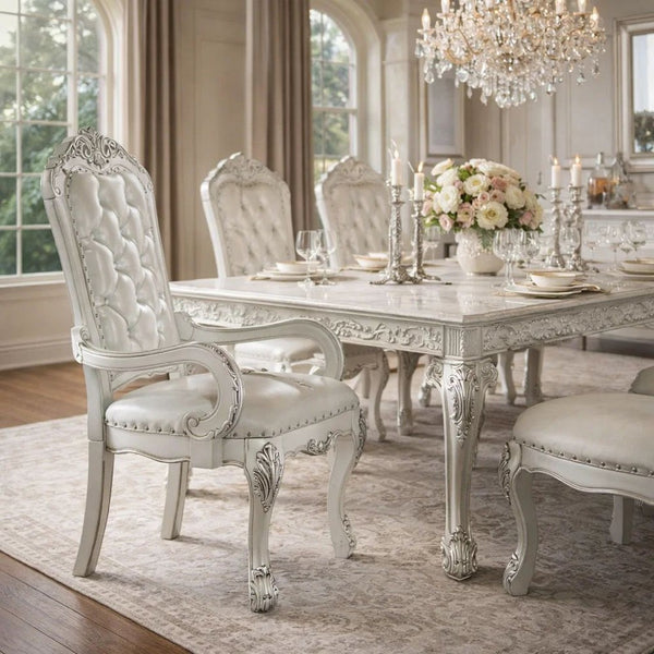 Aurora 27 Inch Executive Office Chair, Faux Leather, Tufted, Bone White - BM296837