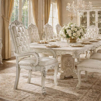 Aurora 27 Inch Executive Office Chair, Faux Leather, Tufted, Bone White - BM296837