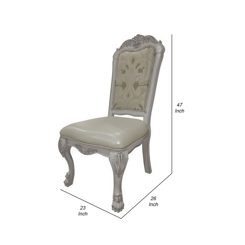 Aurora 23 Inch Set of 2 Classic Side Dining Chairs, Bone White Faux Leather - BM296839