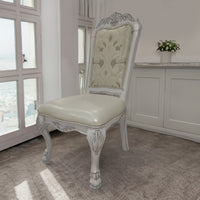 Aurora 23 Inch Set of 2 Classic Side Dining Chairs, Bone White Faux Leather - BM296839