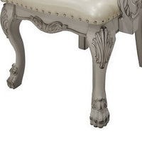 Aurora 26 Inch Tufted Dining Armchair, Set of 2, Faux Leather, Bone White - BM296840