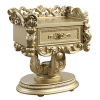 Altair 36 Inch Luxury Nightstand, 1 Drawer, Scrolled Motifs, Gold Finish - BM296859