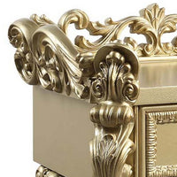 Altair 36 Inch Luxury Nightstand, 1 Drawer, Scrolled Motifs, Gold Finish - BM296859
