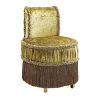 Altair 26 Inch Luxury Vanity Stool, Gold Velvet Upholstery, Skirted Trim - BM296860