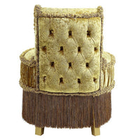 Altair 26 Inch Luxury Vanity Stool, Gold Velvet Upholstery, Skirted Trim - BM296860