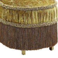 Altair 26 Inch Luxury Vanity Stool, Gold Velvet Upholstery, Skirted Trim - BM296860